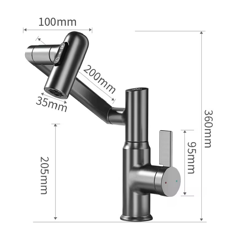 Digital Display LED Basin Faucet with 360° Rotation - Multi-Function Stream Sprayer for Hot and Cold Water in Your Bathroom
