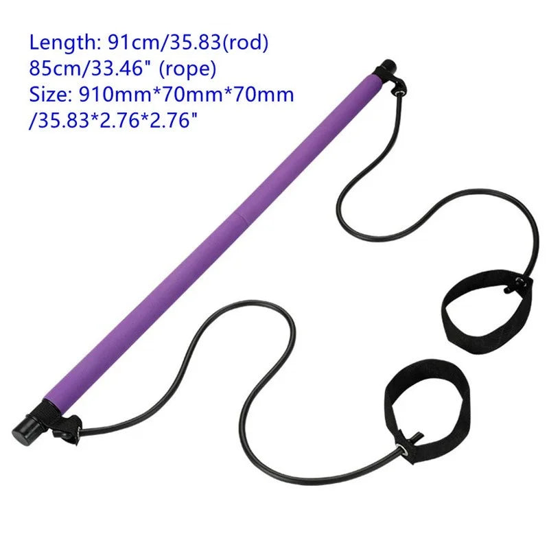 Versatile Portable Yoga Pilates Bar with Adjustable Resistance Bands for Comprehensive Home Workouts