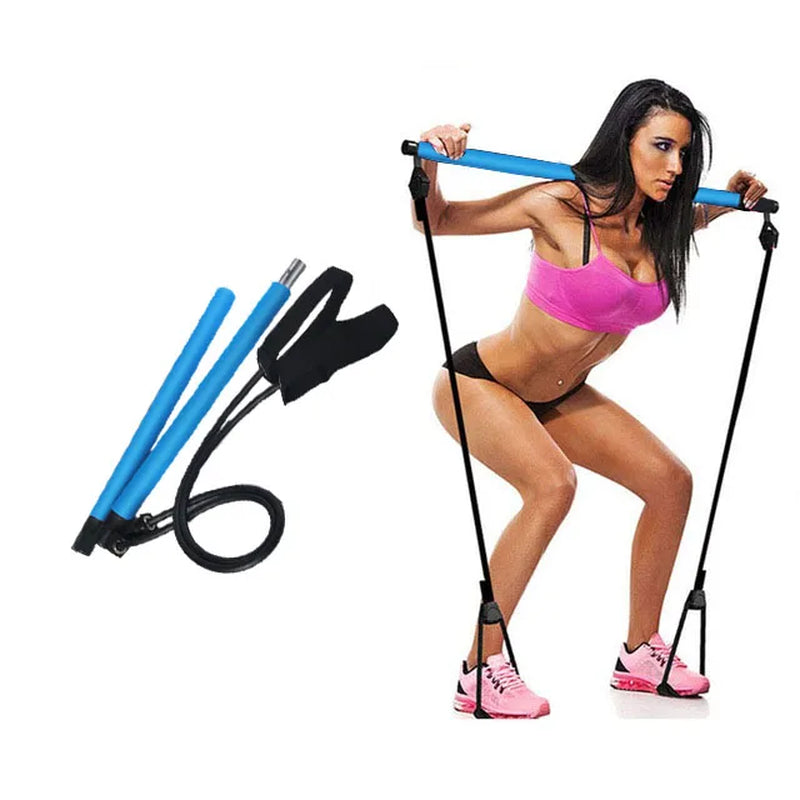 Versatile Portable Yoga Pilates Bar with Adjustable Resistance Bands for Comprehensive Home Workouts