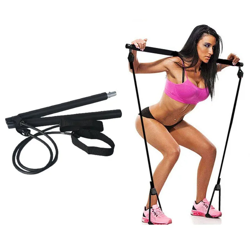 Versatile Portable Yoga Pilates Bar with Adjustable Resistance Bands for Comprehensive Home Workouts